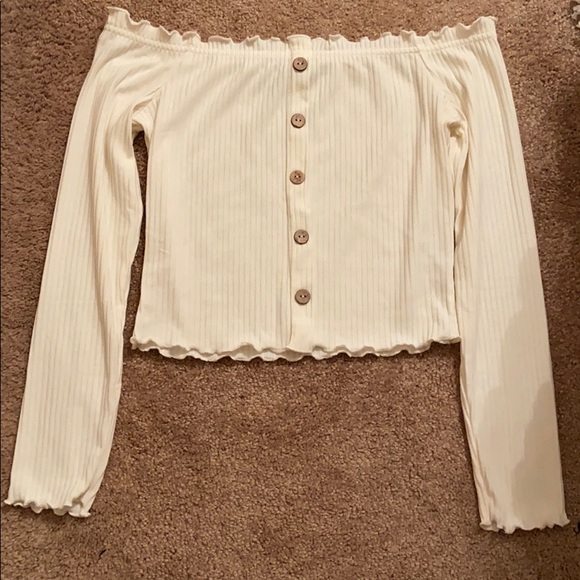 White off the shoulder crop top - Picture 1 of 2